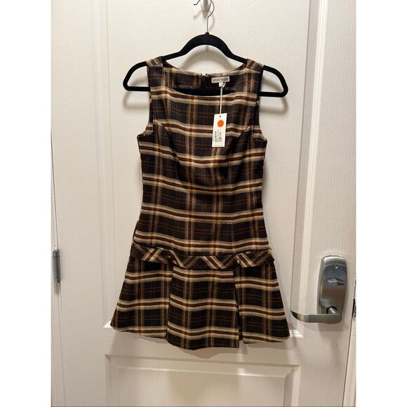MOON RIVER Sleevless Drop Plaid Mini Dress Brunch Vacation Dress Size S NWT - Picture 3 of 5